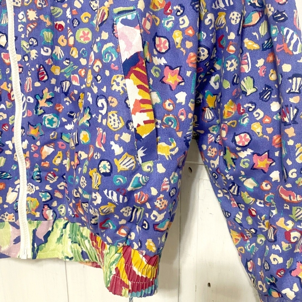 VTG 80s Reversible Bomber Jacket Ocean Themed Size Large Vibrant Rare EUC USA - Picture 7 of 15
